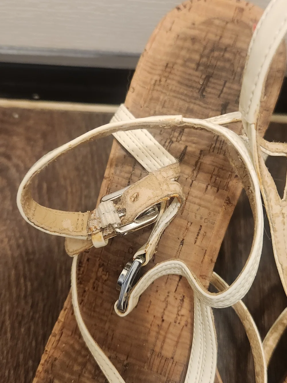Michael Kors White Strappy Cork Wedge Sandals